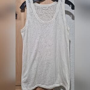 6397 Cream Sheer Floral Embroidered Top, Size M, Cover-Up.